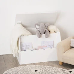 Coffre Jouets Biblio Enfant Bois Blanc Atmosphera
