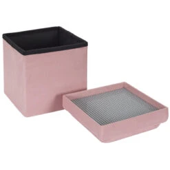 Coffre Pouf Pliable Rose Compatible Briques -Mobilier Soldes coffre pouf pliable rose compatible briques 1 3