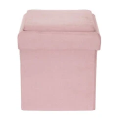 Coffre Pouf Pliable Rose Compatible Briques -Mobilier Soldes coffre pouf pliable rose compatible briques 1 4