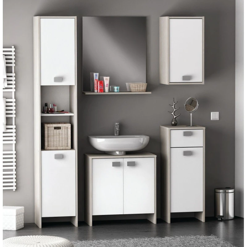 Demeyere Colonne 2 Portes HONOLULU Blanc/chêne Champagne 6 Demeyere Colonne 2 Portes HONOLULU Blanc/chêne Champagne – Image 4