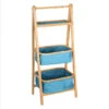 Colonne Pliante 2 Paniers Bleus Et 1 Plateau En Bambou 2 Colonne Pliante 2 Paniers Bleus Et 1 Plateau En Bambou -Mobilier Soldes colonne pliante 2 paniers bleus et 1 plateau en bambou