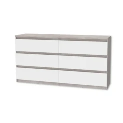 Commode 6 Tiroirs Chelsea Béton Gris Et Blanc