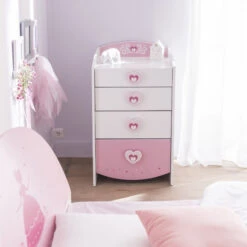 Demeyere Commode Enfant 4 Tiroirs Anastasia Rose Et Blanche 6 Demeyere Commode Enfant 4 Tiroirs Anastasia Rose Et Blanche -Mobilier Soldes commode enfant 4 tiroirs mulan rose et blanche 1