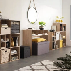 Console En Bois 3 Cases Mix Coloris Naturel 5five -Mobilier Soldes console bois 3 cases mix coloris naturel 5five 1