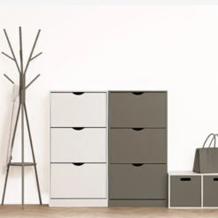 Range Chaussures 3 Abattants Blanc 5five -Mobilier Soldes copy of range chaussures 3 abattants bois blanc 5five 3