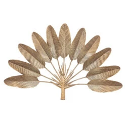 Déco Murale Métal 112x74 Feuilles Dorées Atmosphera