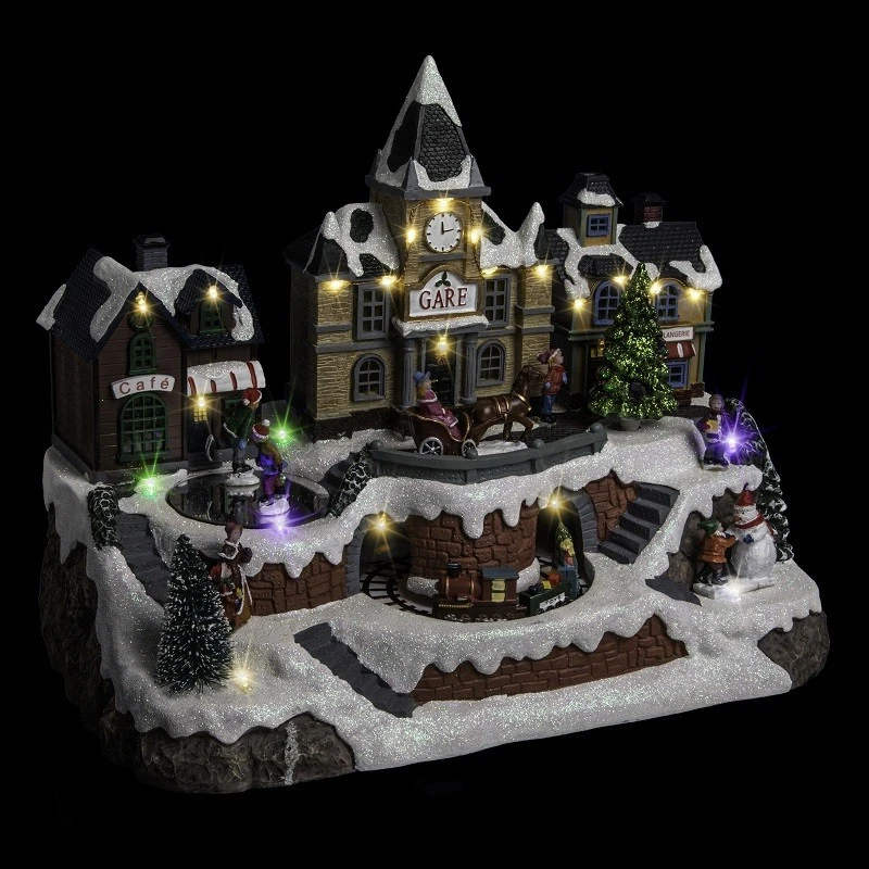 Déco Noël Gare Au Village Secteur Lumineux Musical Animé 4 Déco Noël Gare Au Village Secteur Lumineux Musical Animé – Image 2