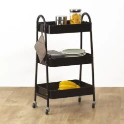 Desserte 3 Niveaux à Roulettes Métal Noir 5Five 8 Desserte 3 Niveaux à Roulettes Métal Noir 5Five -Mobilier Soldes desserte 3 niveaux a roulettes metal noir 5five 1