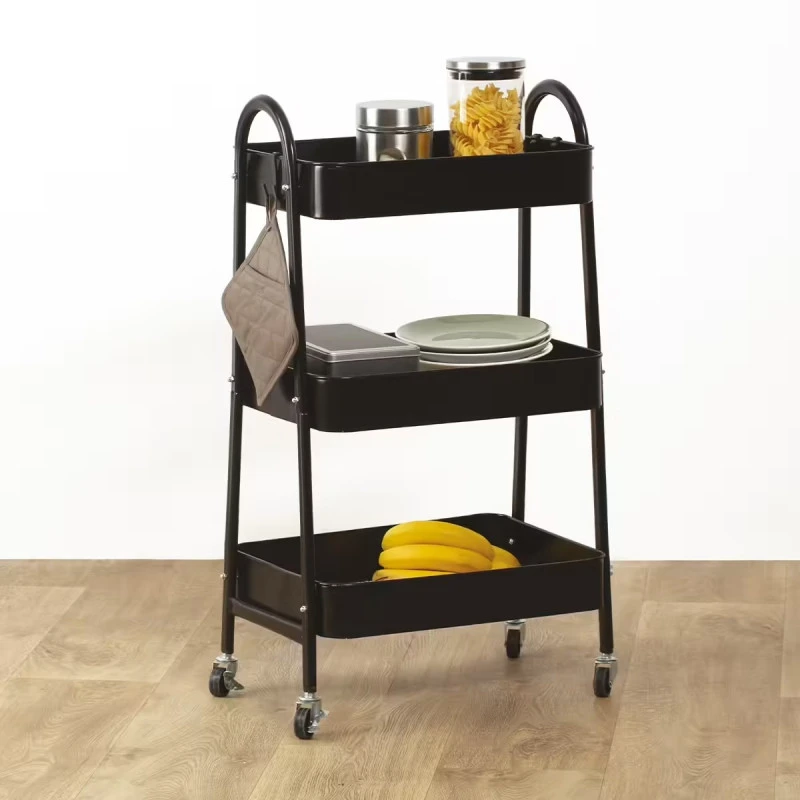 Desserte 3 Niveaux à Roulettes Métal Noir 5Five 4 Desserte 3 Niveaux à Roulettes Métal Noir 5Five – Image 2
