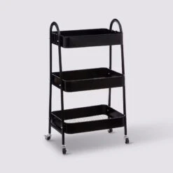 Desserte 3 Niveaux à Roulettes Métal Noir 5Five 11 Desserte 3 Niveaux à Roulettes Métal Noir 5Five -Mobilier Soldes desserte 3 niveaux a roulettes metal noir 5five 4