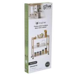 Desserte 3 Niveaux Bambou Blanc GM 5Five -Mobilier Soldes desserte 3 niveaux bambou blanc gm 5five 1