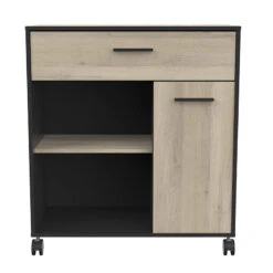 Demeyere Desserte De Cuisine 1 Tiroir 1 Porte Mint Noir Et Bois -Mobilier Soldes desserte de cuisine 1 tiroir 1 porte mint noir et bois 2