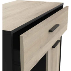 Demeyere Desserte De Cuisine 1 Tiroir 1 Porte Mint Noir Et Bois -Mobilier Soldes desserte de cuisine 1 tiroir 1 porte mint noir et bois 3