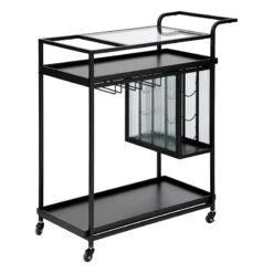 Desserte En Métal Et Verre Noir Noam 5Five