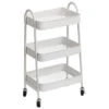 Desserte Métal Sur Roulettes 3 Niveaux Blanc -Mobilier Soldes desserte metal sur roulettes 3 niveaux blanc