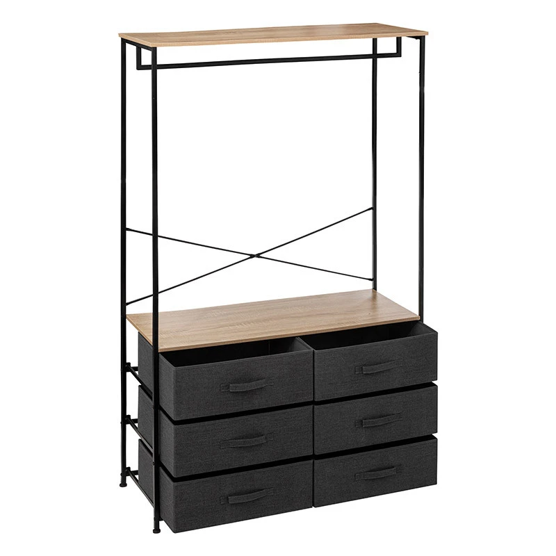 Dressing Penderie 6 Tiroirs Tissa Gris Foncé 5five 4 Dressing Penderie 6 Tiroirs Tissa Gris Foncé 5five – Image 2