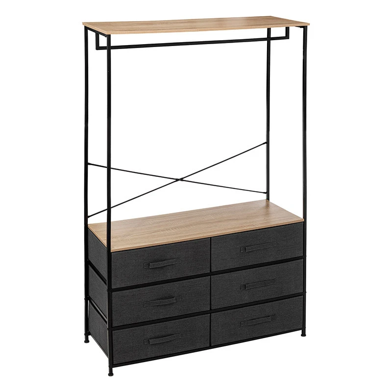 Dressing Penderie 6 Tiroirs Tissa Gris Foncé 5five 3 Dressing Penderie 6 Tiroirs Tissa Gris Foncé 5five