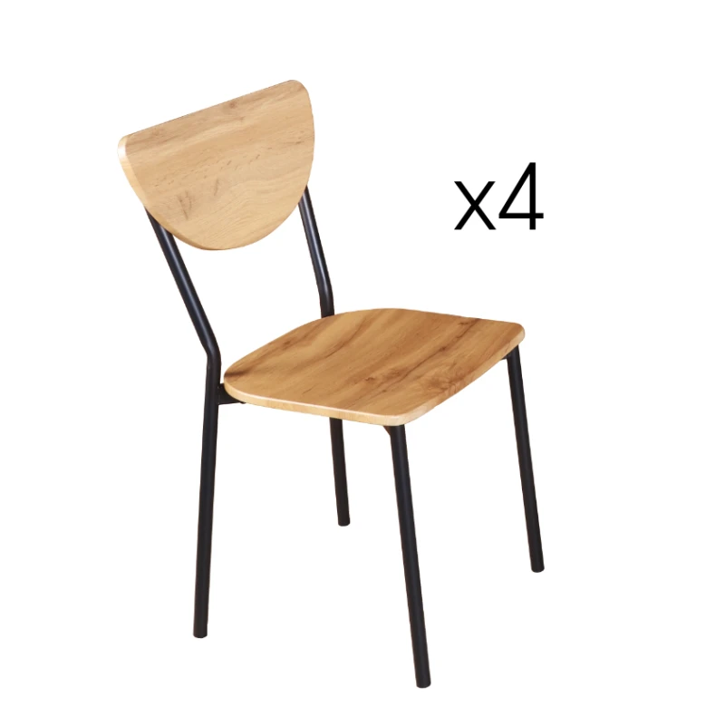 Ensemble Table + 4 Chaises Bois Et Métal 4 Ensemble Table + 4 Chaises Bois Et Métal – Image 2