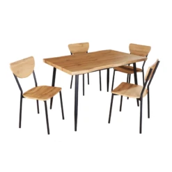 Ensemble Table + 4 Chaises Bois Et Métal