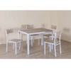 Ensemble Table + 4 Chaises Métal Blanc Et Effet Bois Clair -Mobilier Soldes ensemble table 4 chaises metal blanc et effet bois clair