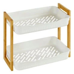 Etagère Petit Format 2 Niveaux Blanc Bambou Natureo 5five