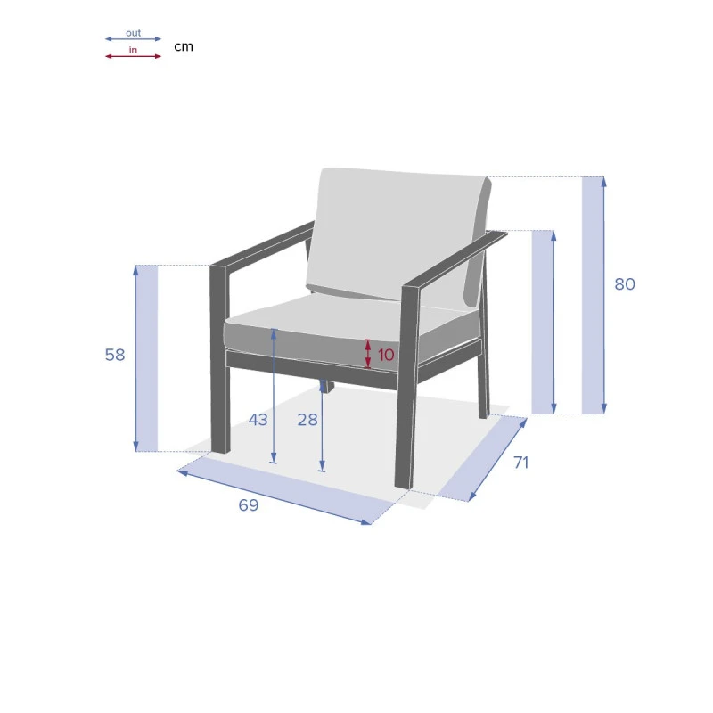 Fauteuil 1 Place Pavane Graphite Hespéride 8 Fauteuil 1 Place Pavane Graphite Hespéride – Image 6