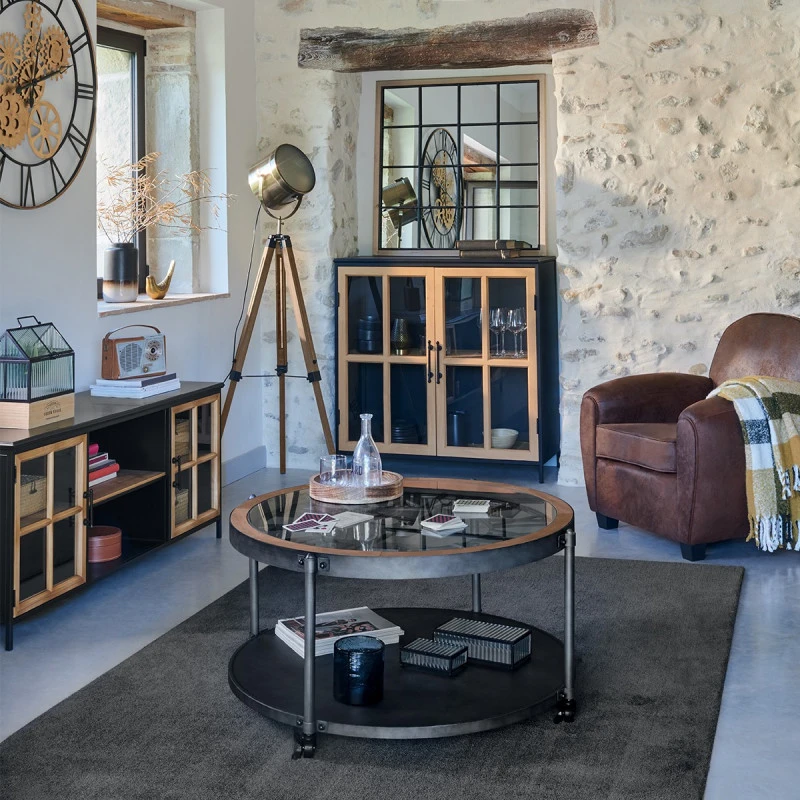 Fauteuil Club Stanis Simili Vieux Cuir Atmosphera 5 Fauteuil Club Stanis Simili Vieux Cuir Atmosphera – Image 3