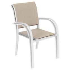 Fauteuil Empilable Piazza Hespéride Lin/blanc -Mobilier Soldes fauteuil empilable piazza hesperide lin blanc 1