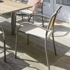 Fauteuil Empilable Piazza Hespéride Lin/tonka -Mobilier Soldes fauteuil empilable piazza hesperide lin tonka 1