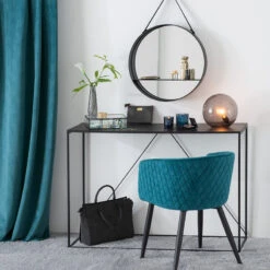 Fauteuil Séjour Marlo Bleu Canard Atmosphera -Mobilier Soldes fauteuil marlo bleu canard atmosphera 1