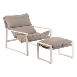 Fauteuil Relax Lambinio Avec Repose Pieds Gris Clair/blanc Hespéride -Mobilier Soldes fauteuil relax lambinio avec repose pieds gris clairblanc hesperide 1