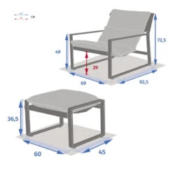 Fauteuil Relax Lambinio Avec Repose Pieds Gris Clair/blanc Hespéride -Mobilier Soldes fauteuil relax lambinio avec repose pieds gris clairblanc hesperide 3