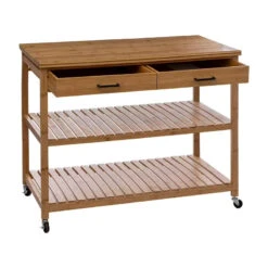 Ilot De Cuisine 2 Tiroirs Bambou Linha 5Five -Mobilier Soldes ilot de cuisine 2 tiroirs bambou linha atmosphera 2