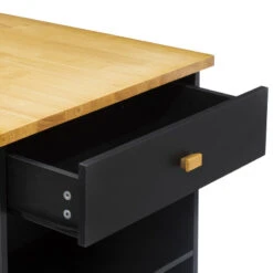 Ilot De Cuisine Noir Et Naturel 5Five -Mobilier Soldes ilot de cuisine noir et naturel 5five 5