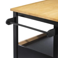 Ilot De Cuisine Noir Et Naturel 5Five -Mobilier Soldes ilot de cuisine noir et naturel 5five 6