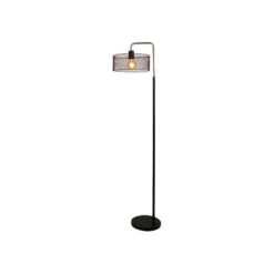 Lampadaire Métal Noir Et Doré Grillage Ostaria -Mobilier Soldes lampadaire metal noir et dore grillage ostaria 2