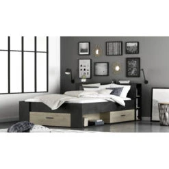 Demeyere Lit 140x190 Cm Pocket Naturel Et Noir 10 Demeyere Lit 140x190 Cm Pocket Naturel Et Noir -Mobilier Soldes lit 140x190 cm pocket naturel et noir 2