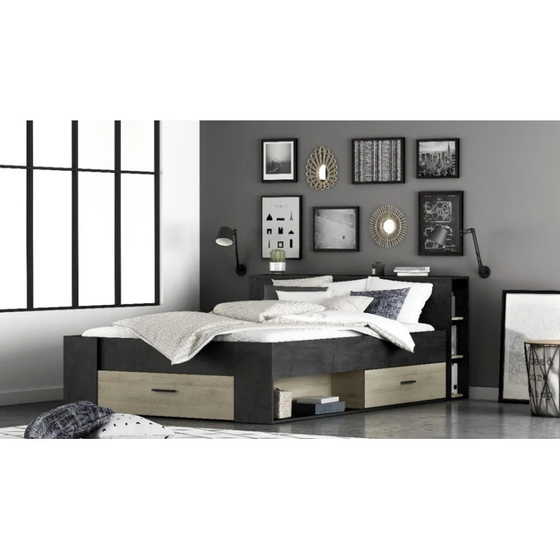 Demeyere Lit 140x190 Cm Pocket Naturel Et Noir 5 Demeyere Lit 140x190 Cm Pocket Naturel Et Noir – Image 3