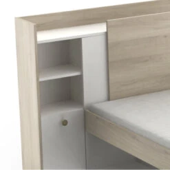 Demeyere Lit 90x190/200 Cm Avec Environnement Life Blanc Et Bois 5 Demeyere Lit 90x190/200 Cm Avec Environnement Life Blanc Et Bois -Mobilier Soldes lit 90x190 200 cm avec environnement life blanc et bois 1