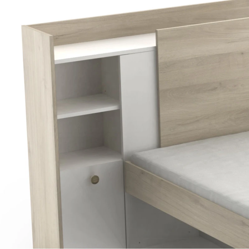 Demeyere Lit 90x190/200 Cm Avec Environnement Life Blanc Et Bois 4 Demeyere Lit 90x190/200 Cm Avec Environnement Life Blanc Et Bois – Image 2