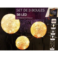 Lot 3 Boules 56 LED Blanc Chaud 7 Lot 3 Boules 56 LED Blanc Chaud -Mobilier Soldes lot 3 boules 56 led blanc chaud 2