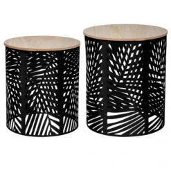 Lot De 2 Tables Basses Feuille Noir Atmosphera
