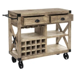 Meuble Bar 2 Tiroirs Sur Roues Silas Atmosphera -Mobilier Soldes meuble bar 2 tiroirs sur roues silas atmosphera 2