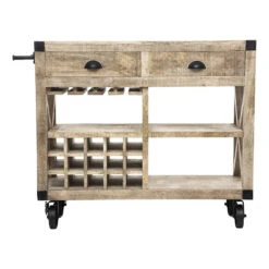 Meuble Bar 2 Tiroirs Sur Roues Silas Atmosphera -Mobilier Soldes meuble bar 2 tiroirs sur roues silas atmosphera 3