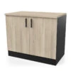 Demeyere Meuble Bas 2 Portes 100 Cm Origan Noir Et Bois 1 Demeyere Meuble Bas 2 Portes 100 Cm Origan Noir Et Bois -Mobilier Soldes meuble bas 2 portes 100 cm origan noir et bois