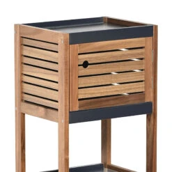 Meuble Bas De Rangement 1 Porte En Acacia -Mobilier Soldes meuble bas rangement 1 porte en acacia 1 1
