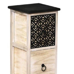 Meuble Carré 3 Tiroirs Séri Bois Noir Et Décor -Mobilier Soldes meuble carre 3 tiroirs seri bois noir et decor 1