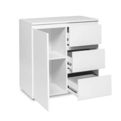 Meuble De Rangement 1 Porte 3 Tiroirs Blanc -Mobilier Soldes meuble de rangement 1 porte 3 tiroirs blanc image 1 2
