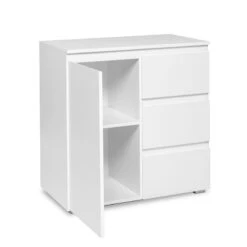 Meuble De Rangement 1 Porte 3 Tiroirs Blanc -Mobilier Soldes meuble de rangement 1 porte 3 tiroirs blanc image 1 4
