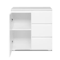 Meuble De Rangement 1 Porte 3 Tiroirs Blanc -Mobilier Soldes meuble de rangement 1 porte 3 tiroirs blanc image 1 5
